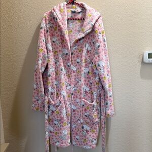 Pink Snoopy Fleece Hooded Robe Woodstock